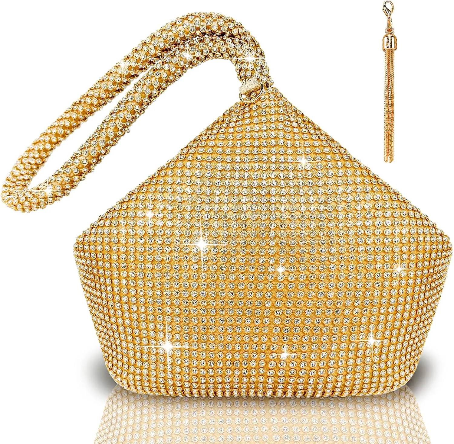 TOPALL Rhinestone Purse Sparkly Bag Silver Diamond Purses for Women Upgrade Evening Prom Rhinestone Handbag Hobo Bag
