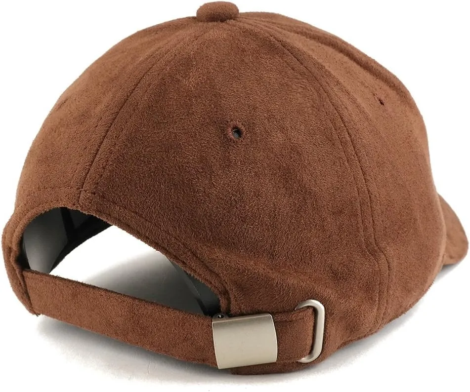 Trendy Apparel Shop Plain Faux Suede Leather Adjustable Structured Baseball Cap