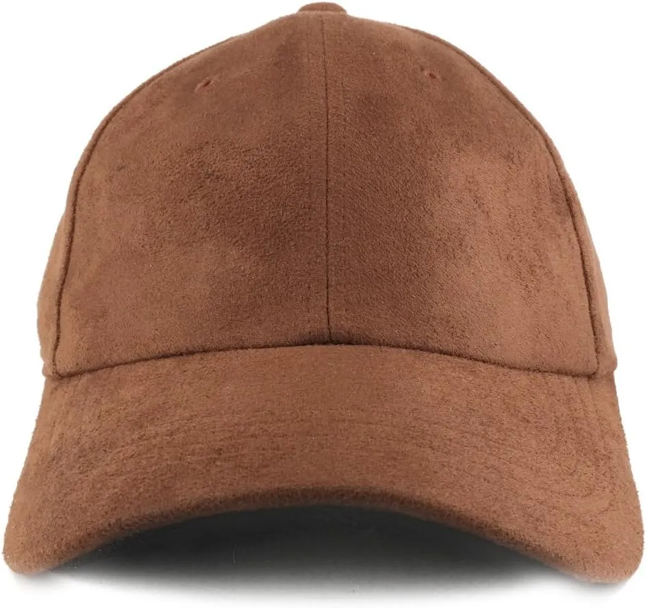 Trendy Apparel Shop Plain Faux Suede Leather Adjustable Structured Baseball Cap