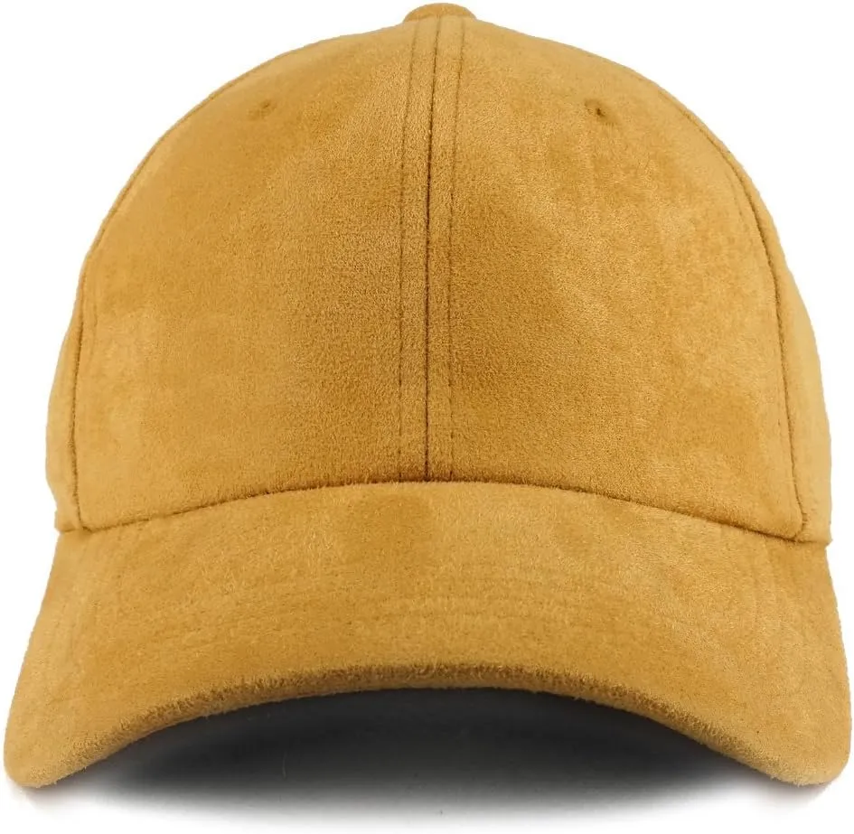 Trendy Apparel Shop Plain Faux Suede Leather Adjustable Structured Baseball Cap