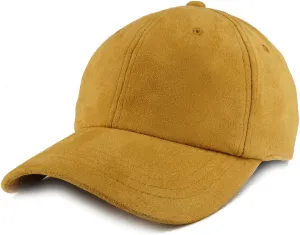 Trendy Apparel Shop Plain Faux Suede Leather Adjustable Structured Baseball Cap