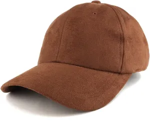 Trendy Apparel Shop Plain Faux Suede Leather Adjustable Structured Baseball Cap