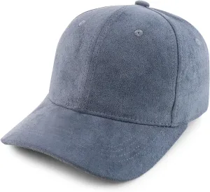 Trendy Apparel Shop Plain Faux Suede Leather Adjustable Structured Baseball Cap