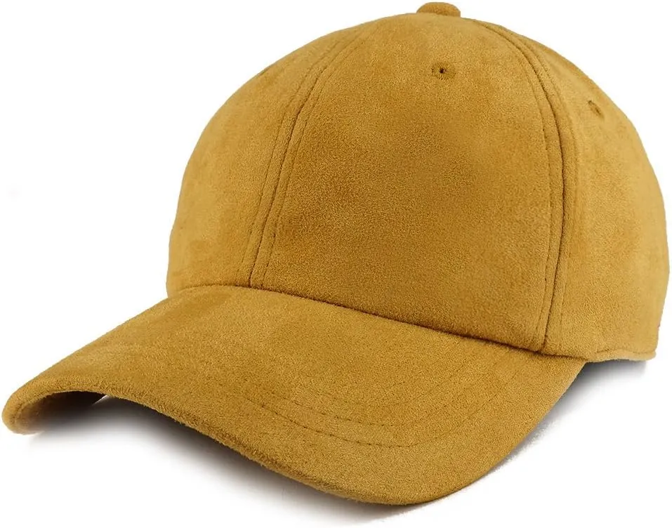 Trendy Apparel Shop Plain Faux Suede Leather Adjustable Structured Baseball Cap