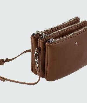 Trinity Crossbody Bag Tan Silver