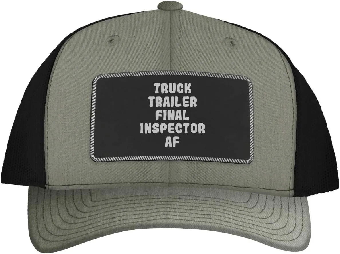 Truck Trailer Final Inspector AF - Leather Black Patch Engraved Trucker Hat