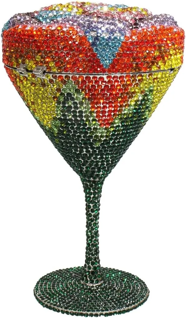 UMREN Cocktail Goblet Rhinestone Clutch for Women Unique Crystal Evening Bag Diamond Purse Wedding Party Prom Handbag