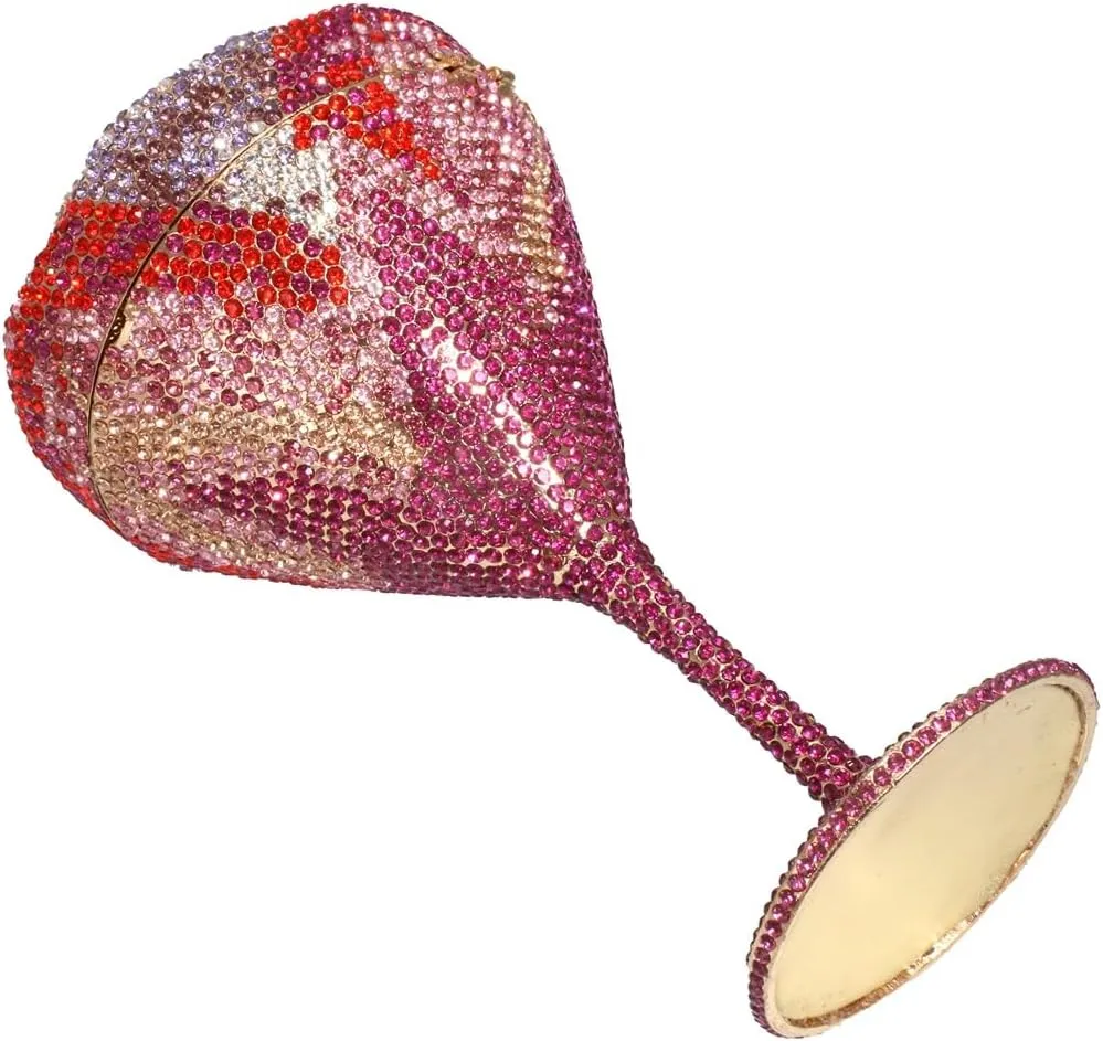 UMREN Cocktail Goblet Rhinestone Clutch for Women Unique Crystal Evening Bag Diamond Purse Wedding Party Prom Handbag
