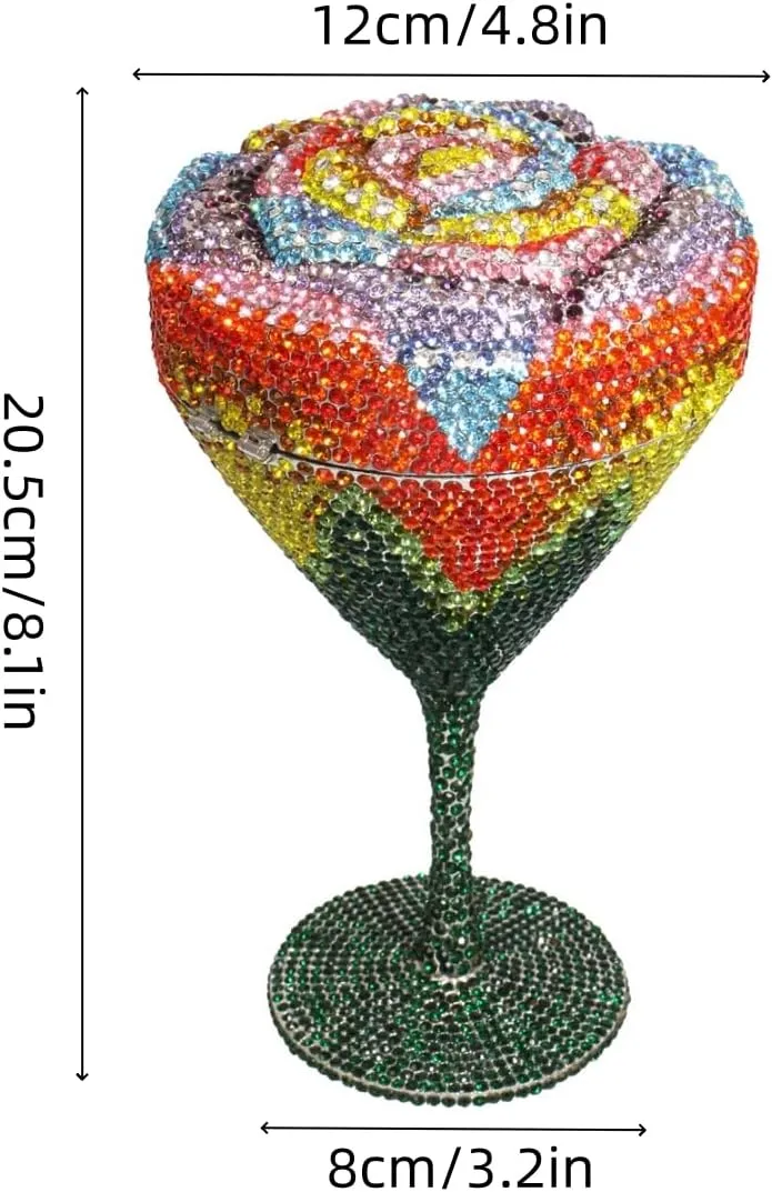 UMREN Cocktail Goblet Rhinestone Clutch for Women Unique Crystal Evening Bag Diamond Purse Wedding Party Prom Handbag