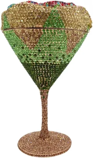 UMREN Cocktail Goblet Rhinestone Clutch for Women Unique Crystal Evening Bag Diamond Purse Wedding Party Prom Handbag