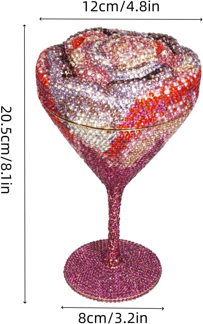UMREN Cocktail Goblet Rhinestone Clutch for Women Unique Crystal Evening Bag Diamond Purse Wedding Party Prom Handbag