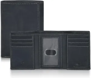 VALENCHI Leather Trifold Wallet For Men - RFID Blocking - 6 Card Slots, 2 Note Compartments & 1 ID Window - Minimalist Design, Slim Wallet - Premium, Fashionable Accessory Gifts for Men, Him