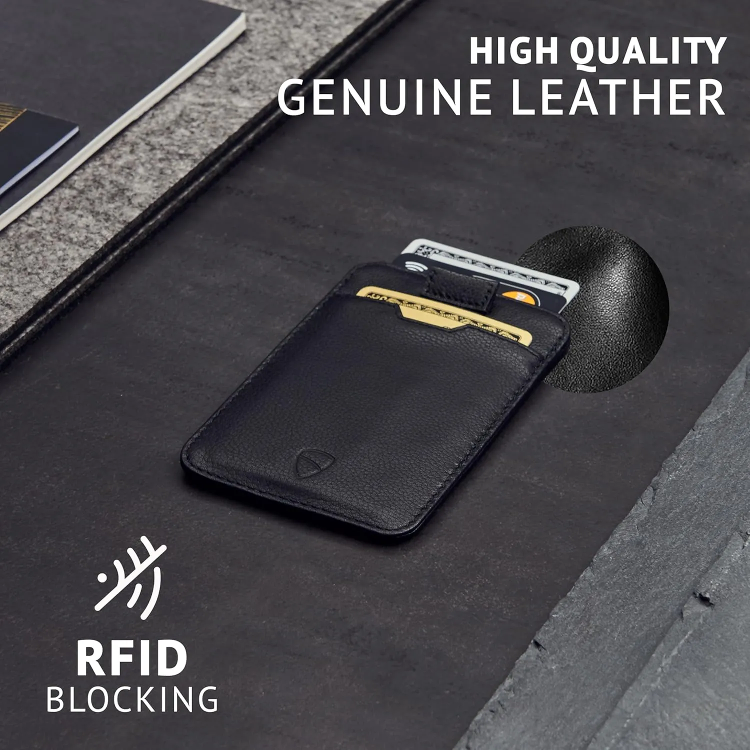 Vaultskin CHELSEA Mens RFID Blocking Slim Leather Card Wallet - Minimalist Front Pocket Cardholder
