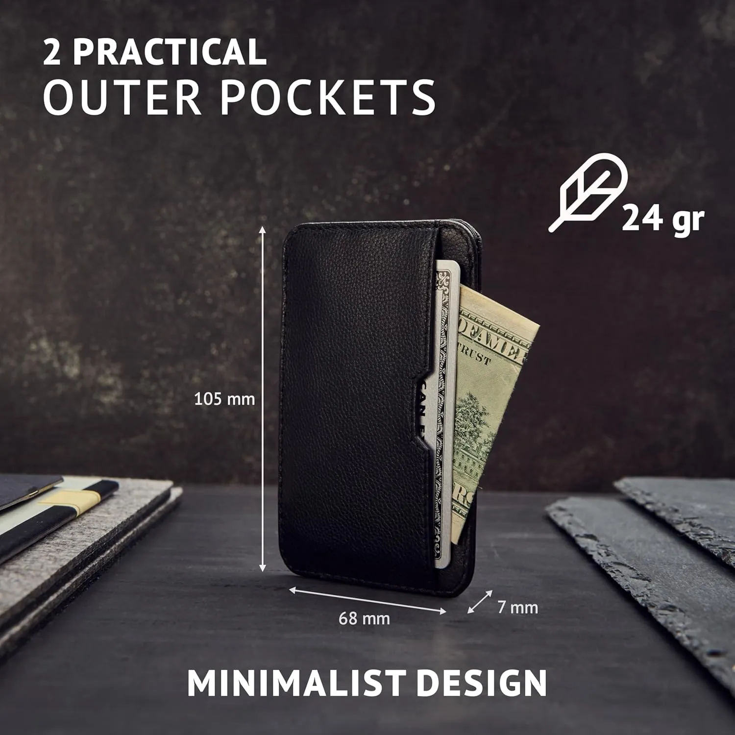 Vaultskin CHELSEA Mens RFID Blocking Slim Leather Card Wallet - Minimalist Front Pocket Cardholder