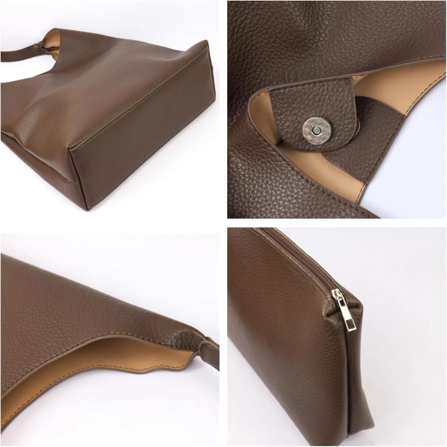 Vegan Leather Tote 2025 Fall Winter Large Shoulder Bag Minimalist Retro Bucket Work Commute Texture Litchi Grain Handbag