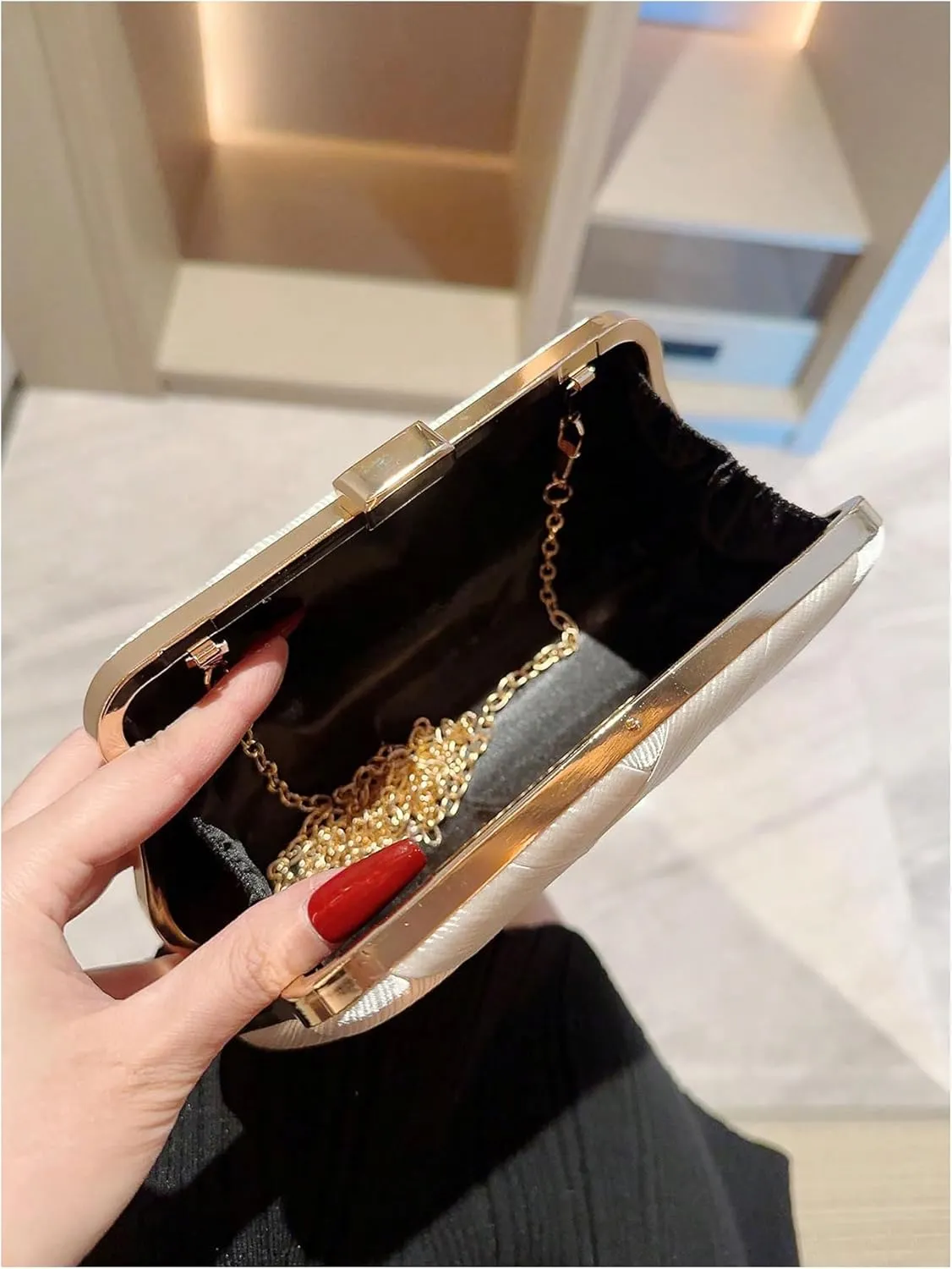Verdusa Women's Metallic Evening Handbag Glitter Clutch Purse Party Bag