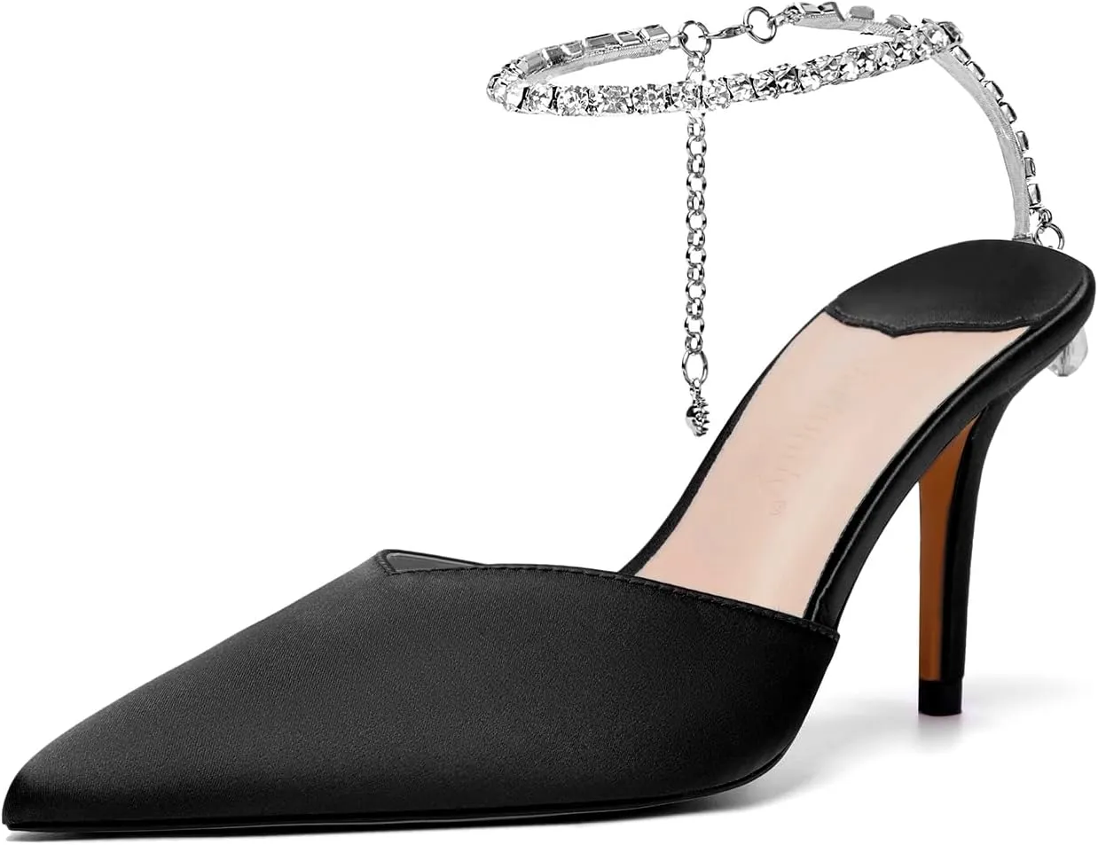 Vertundy Women's High Heel Stiletto Pumps Closed Pointed Toe Ankle Strap Fashion Strappy Sandals Comfortable Party Wedding Dressy Shoes 3.3IN