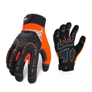 Vgo... 1-Pair Safety Work Gloves - Mechanics, Impact & Anti-Vibration - Rigger & Heavy Duty (XL, Orange, SL8849IP)
