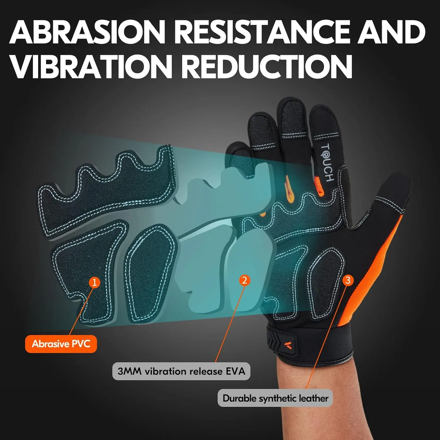 Vgo... 1-Pair Safety Work Gloves - Mechanics, Impact & Anti-Vibration - Rigger & Heavy Duty (XL, Orange, SL8849IP)