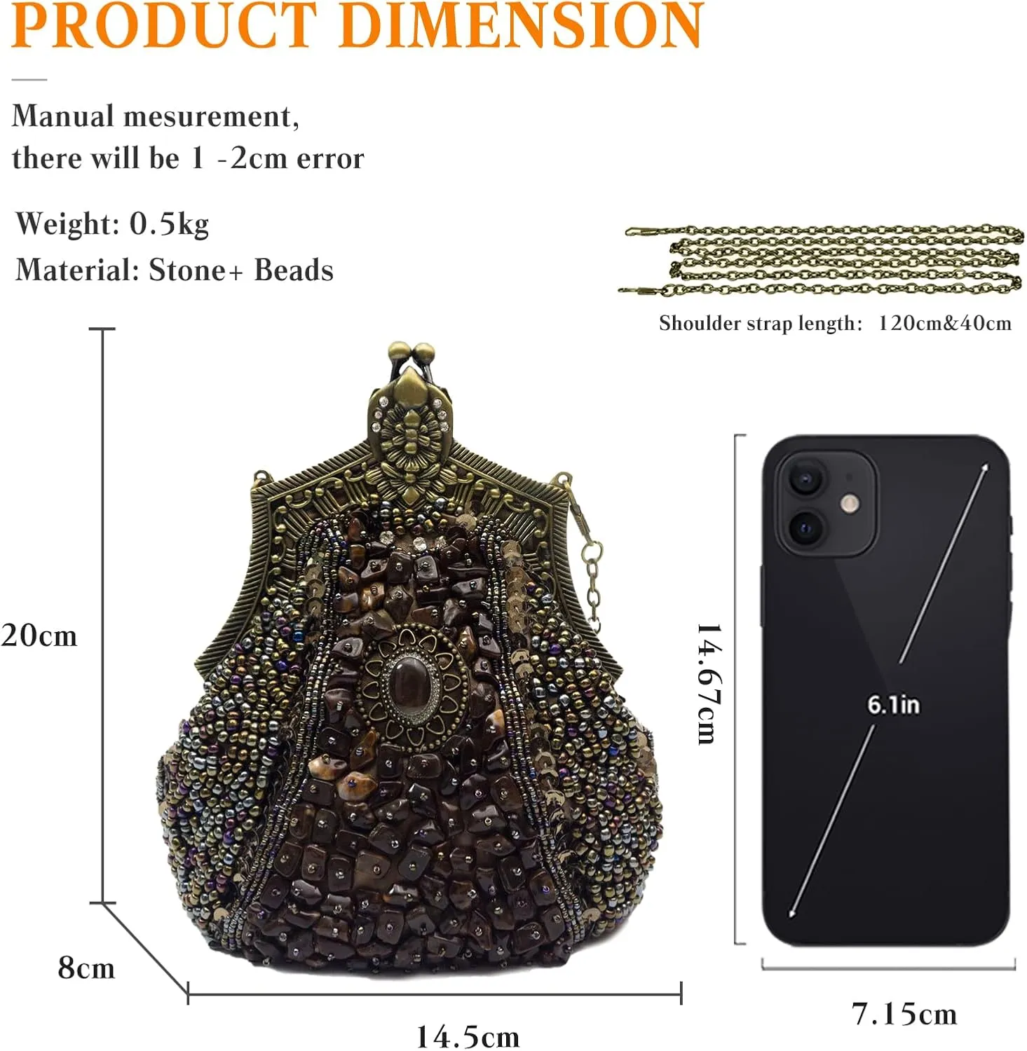 Vintage 1920s Beaded Evening Bag Women Pearl Clutch Bag Sequin Rhinestone Handbag Bridal Wedding Purse