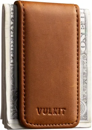 VULKIT Magnetic Money Clip Leather Money Holder Minimalist Design Holds Up to 15 Cash