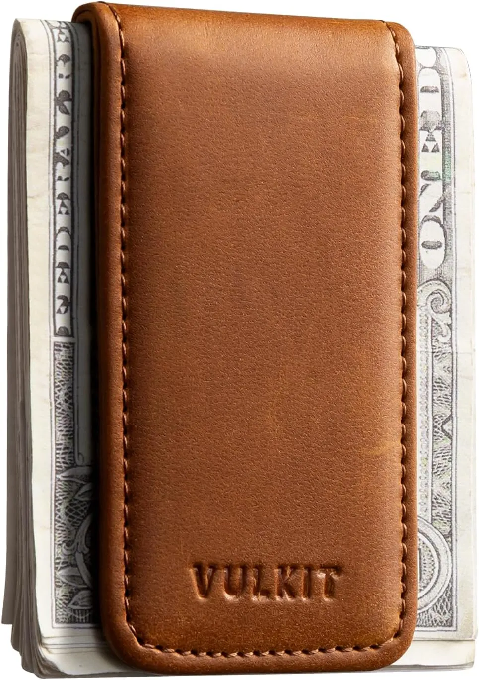 VULKIT Magnetic Money Clip Leather Money Holder Minimalist Design Holds Up to 15 Cash