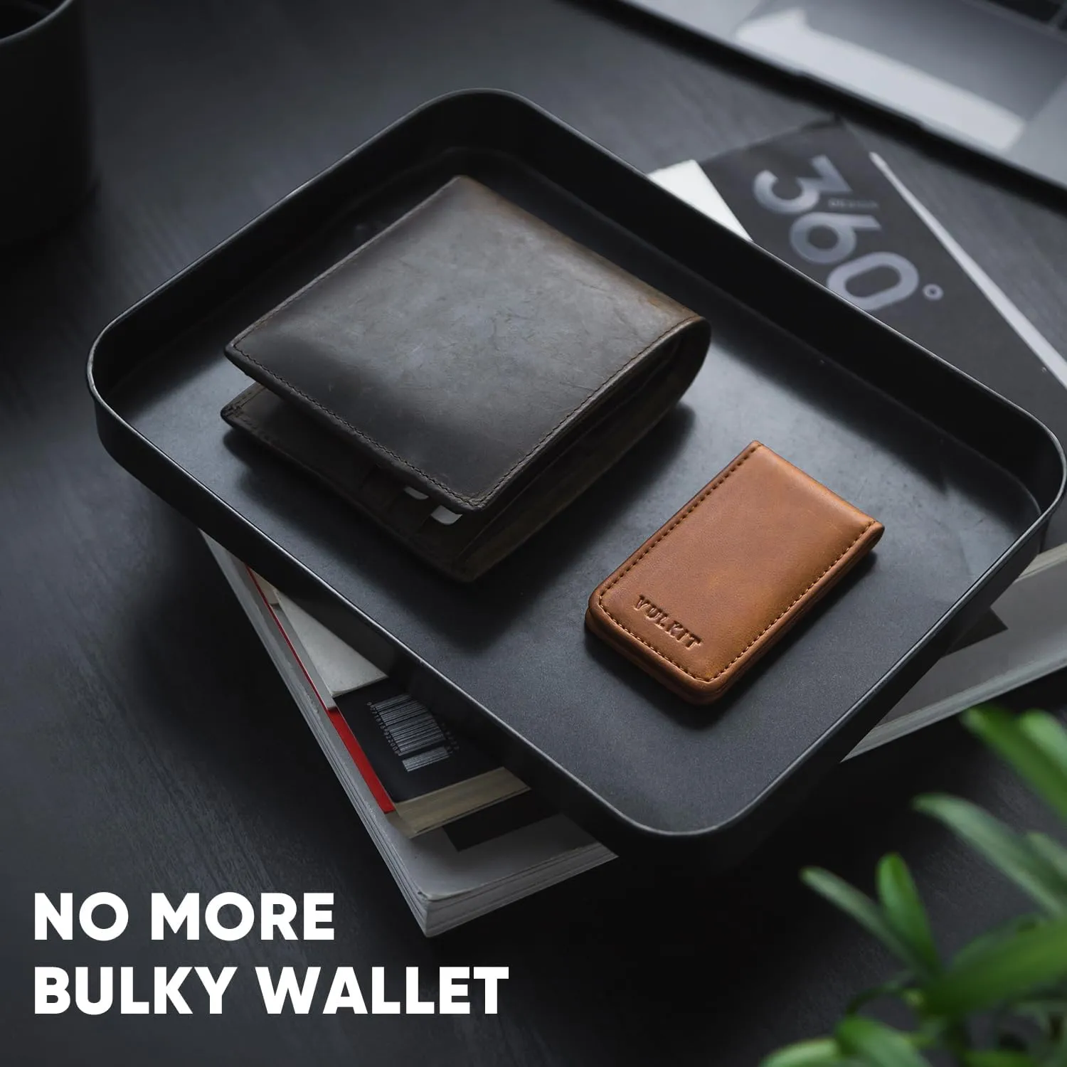 VULKIT Magnetic Money Clip Leather Money Holder Minimalist Design Holds Up to 15 Cash