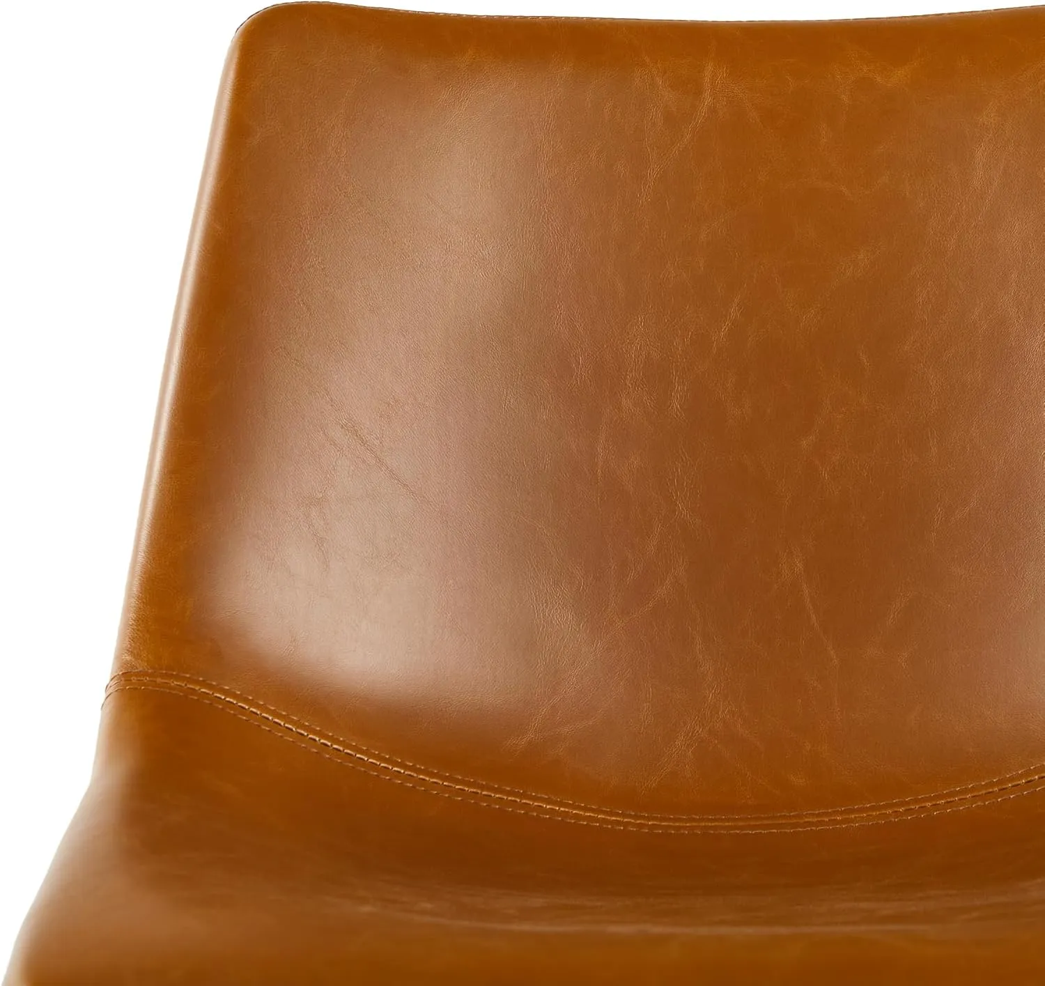 Walker Edison Xuma Modern Faux Leather Armless Low Back Counter Stool, Set of 2, Whiskey Brown