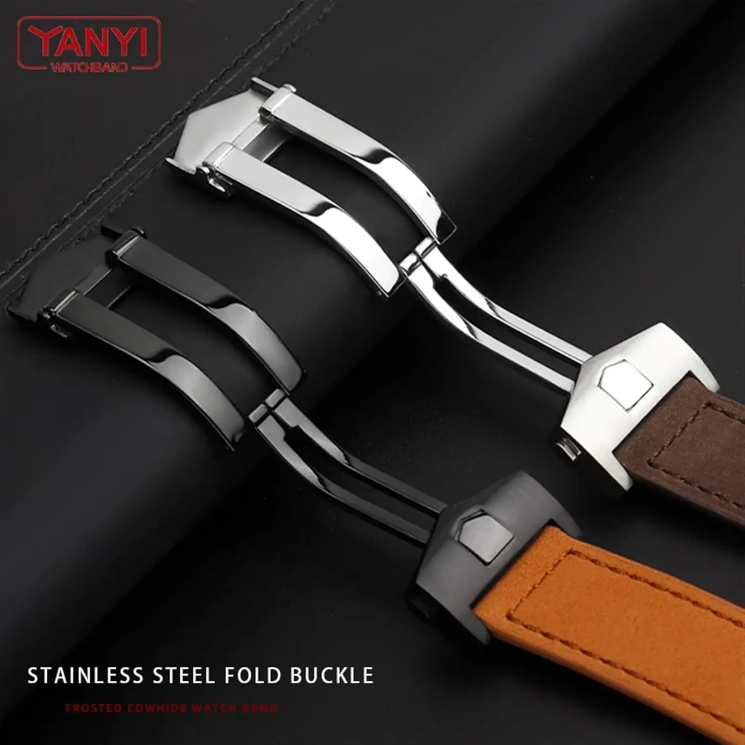Watchband 22mm Genuine leather bracelet watch strap mens wristwatches band fold buckle Nubuck watchbands wristband accessories
