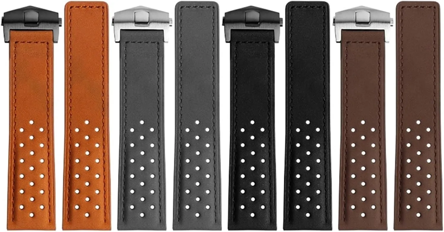 Watchband 22mm Genuine leather bracelet watch strap mens wristwatches band fold buckle Nubuck watchbands wristband accessories