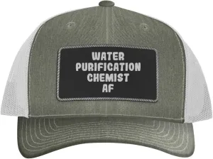 Water Purification Chemist AF - Leather Black Patch Engraved Trucker Hat