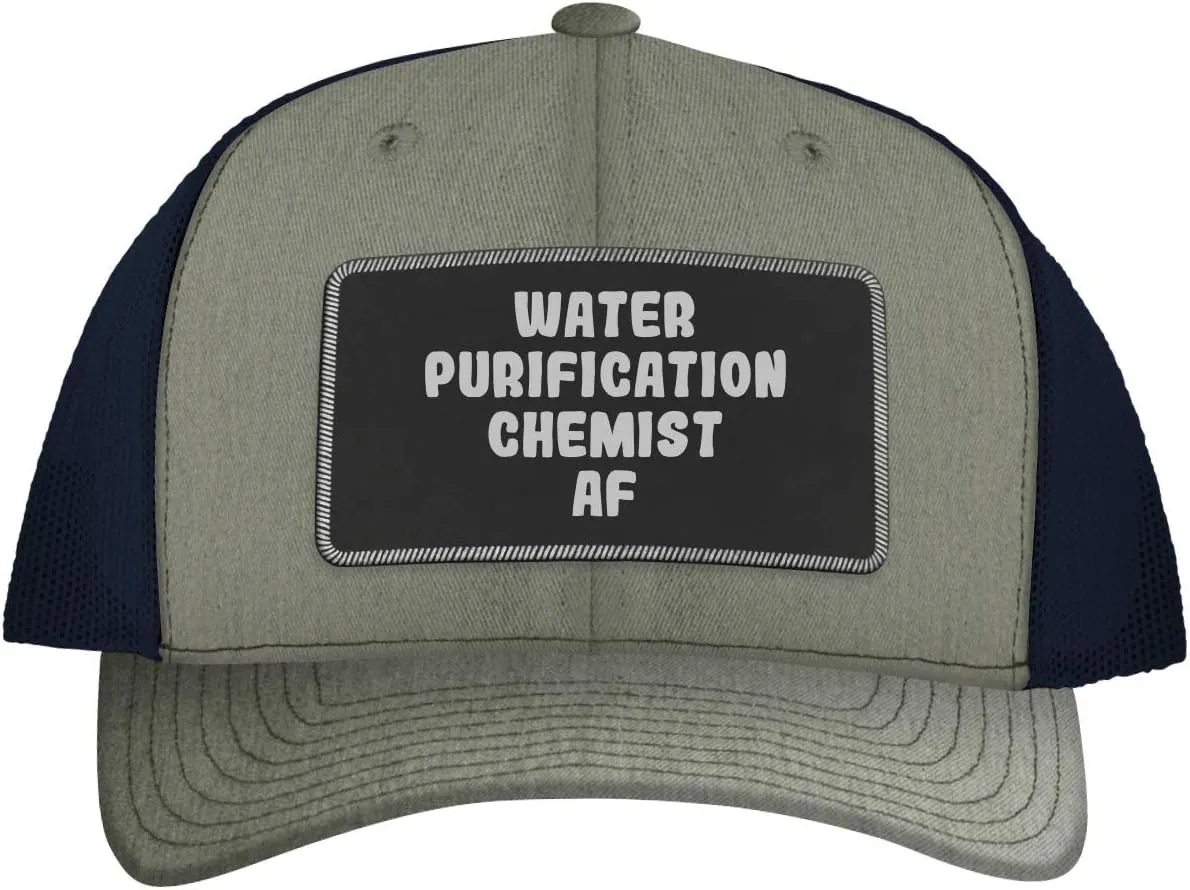 Water Purification Chemist AF - Leather Black Patch Engraved Trucker Hat