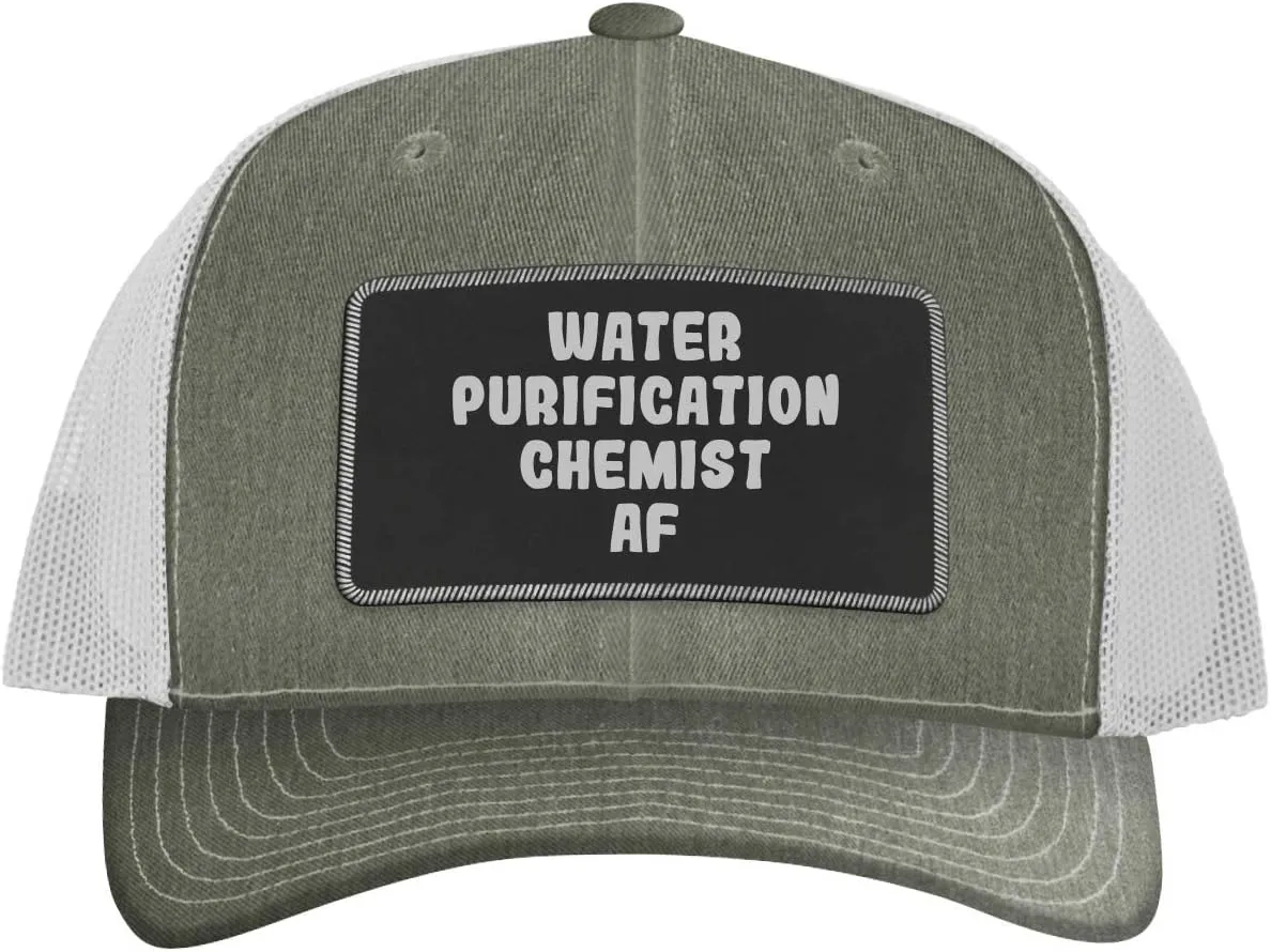 Water Purification Chemist AF - Leather Black Patch Engraved Trucker Hat