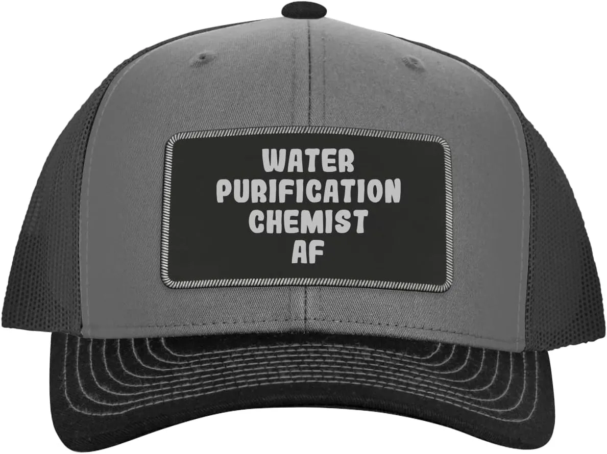 Water Purification Chemist AF - Leather Black Patch Engraved Trucker Hat