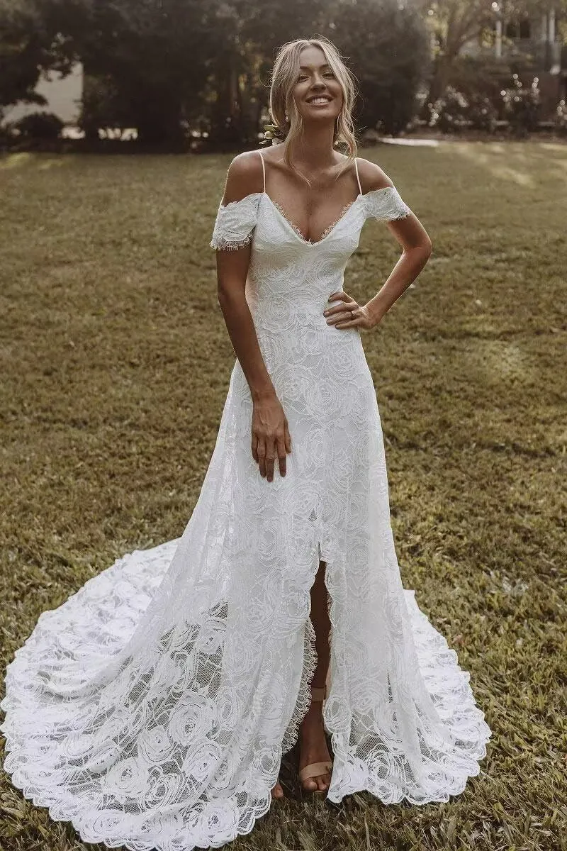 Wedding Dresses for Bride 2025 Lace Mermaid Sleeveless Beach Bohe Wedding Gowns