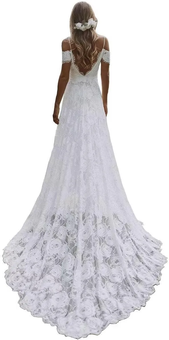 Wedding Dresses for Bride 2025 Lace Mermaid Sleeveless Beach Bohe Wedding Gowns
