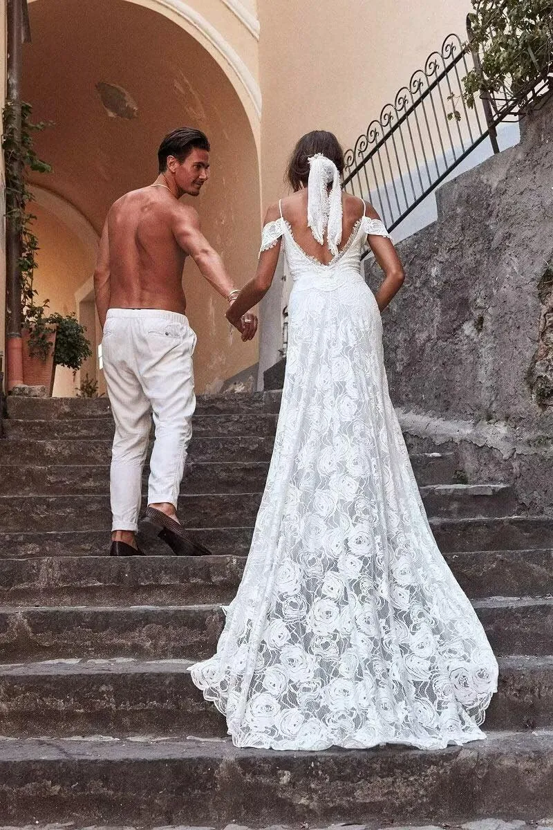 Wedding Dresses for Bride 2025 Lace Mermaid Sleeveless Beach Bohe Wedding Gowns