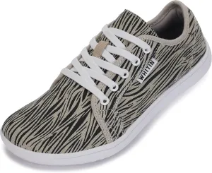 WHITIN Women's Canvas/Leather Barefoot Shoes | Wide Width Minimalist Sneakers | Classic Fit Low Top