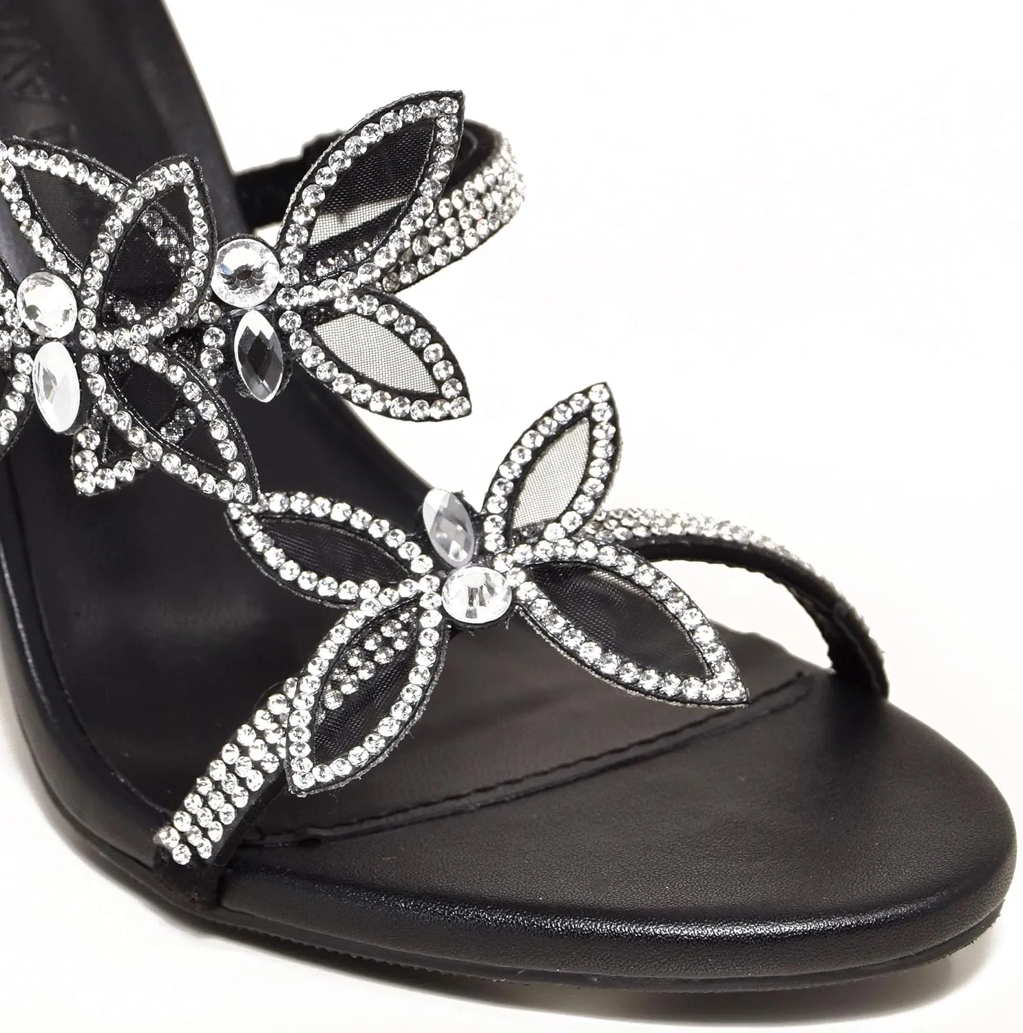Wild Diva Women Rhinestone Butterfly Spiral Wrap Around High Heel Sandals