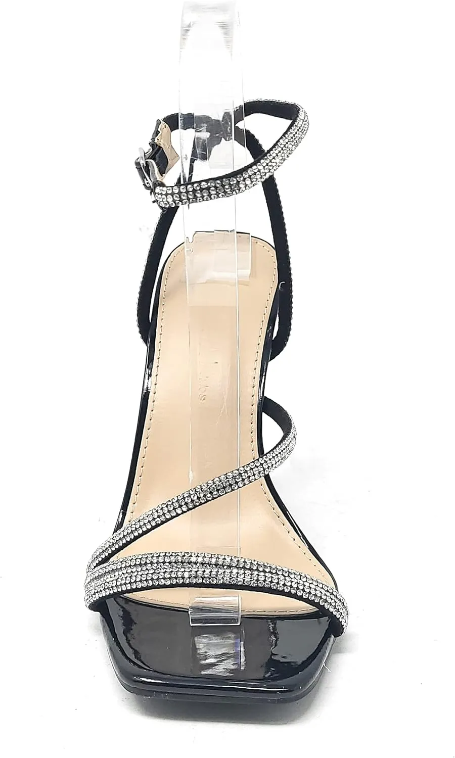 Wild Diva Women's Square Toe Rhinestone Embellished Straps Formal Stiletto High Heels Narala-02