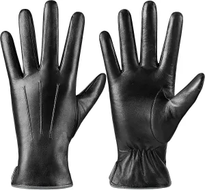 Winter Fashion Leather Gloves for Women, Warm Cashmere Lining Touchscreen Texting Driving Dress Gloves