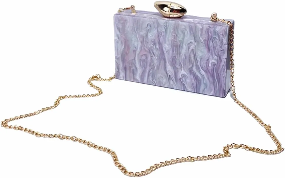 Women Acrylic Marble Handbag Shoulder Bag for Formal, Wedding, Party