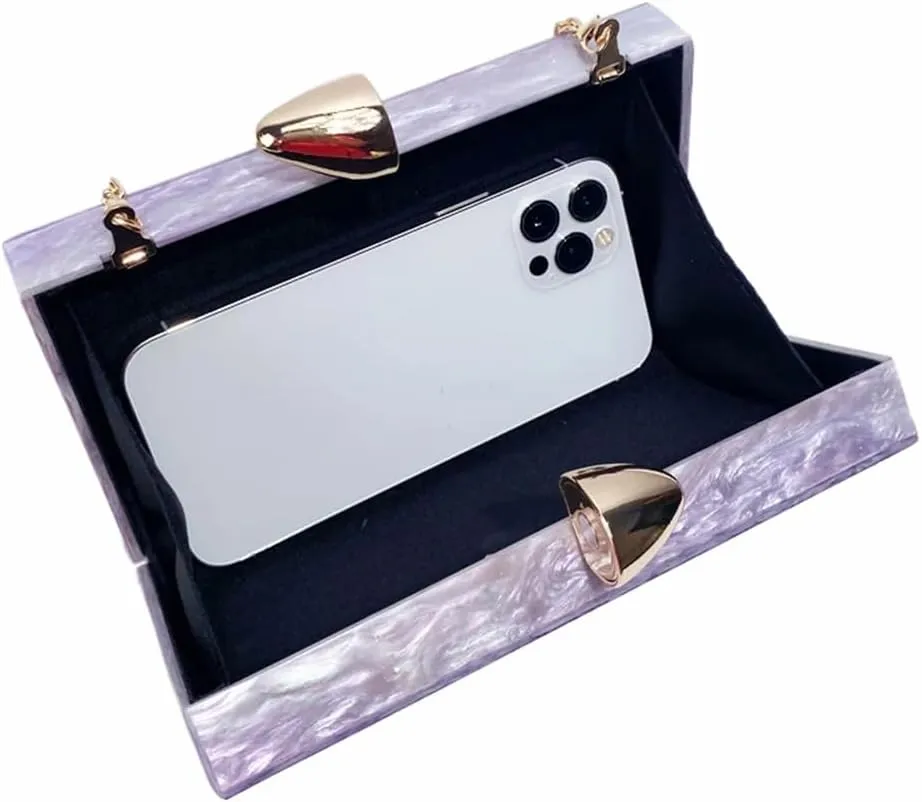 Women Acrylic Marble Handbag Shoulder Bag for Formal, Wedding, Party