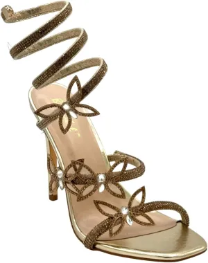 Women Butterfly Rhinestone Strappy High Heels Sandals