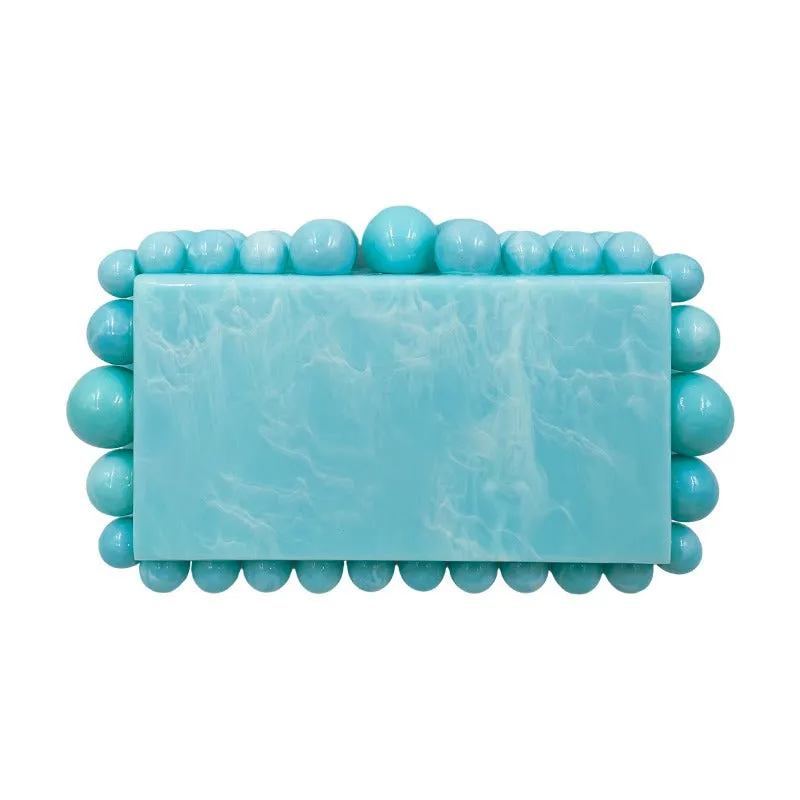 Women Clear Acrylic Box Evening Clutch Bags For Wedding Party Luxury Gold Foil Beads Purses And Handbags