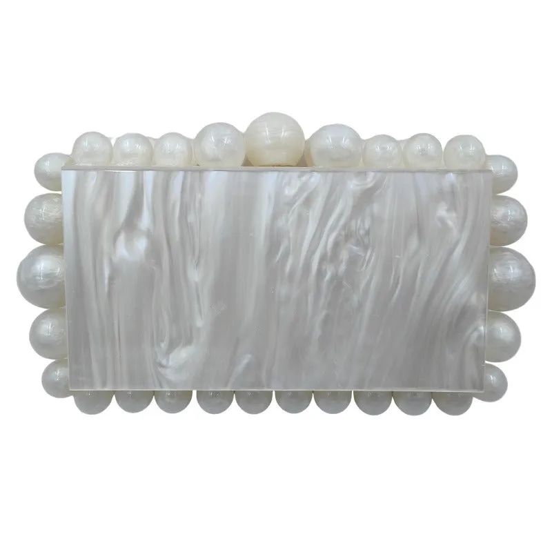 Women Clear Acrylic Box Evening Clutch Bags For Wedding Party Luxury Gold Foil Beads Purses And Handbags