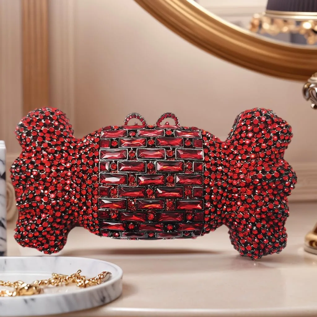 Women Cute Candy Rhinestone Wedding Evening Bag Shinny Crystal Diamond Clutch Purse for Prom Party Cocktail Dating