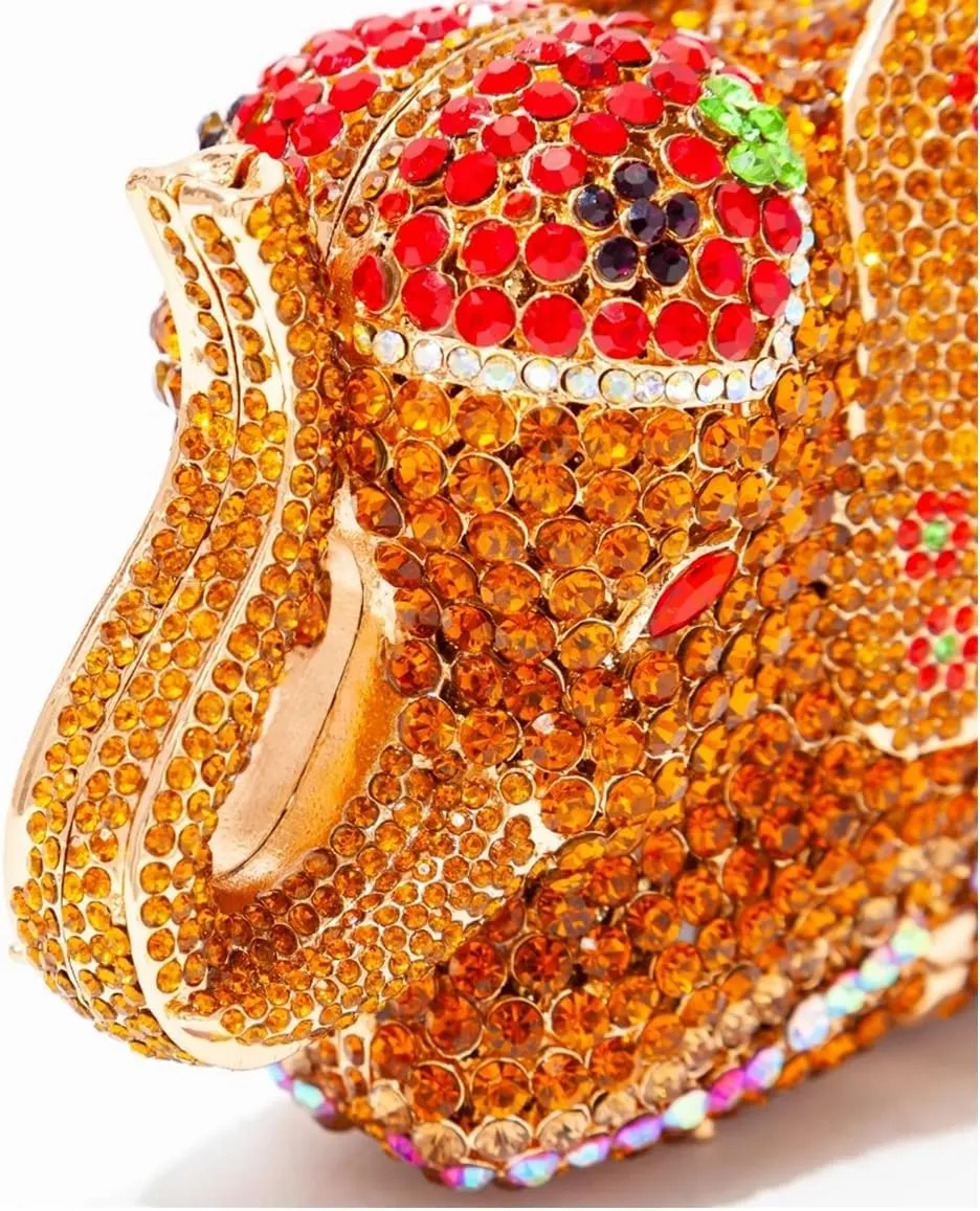 Women Elephant Rhinestone Clutch Bag Sparkly Crystal Evening Bag Luxury Metal Handbag Minaudiere Wedding Party Purse