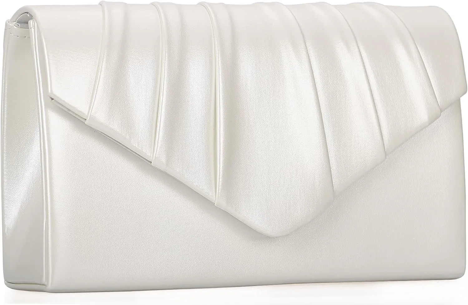 Women Evening Bag Metallic PU Clutch Handbag Pleated Flap Envelope Handbag for Formal Prom Cocktail Party
