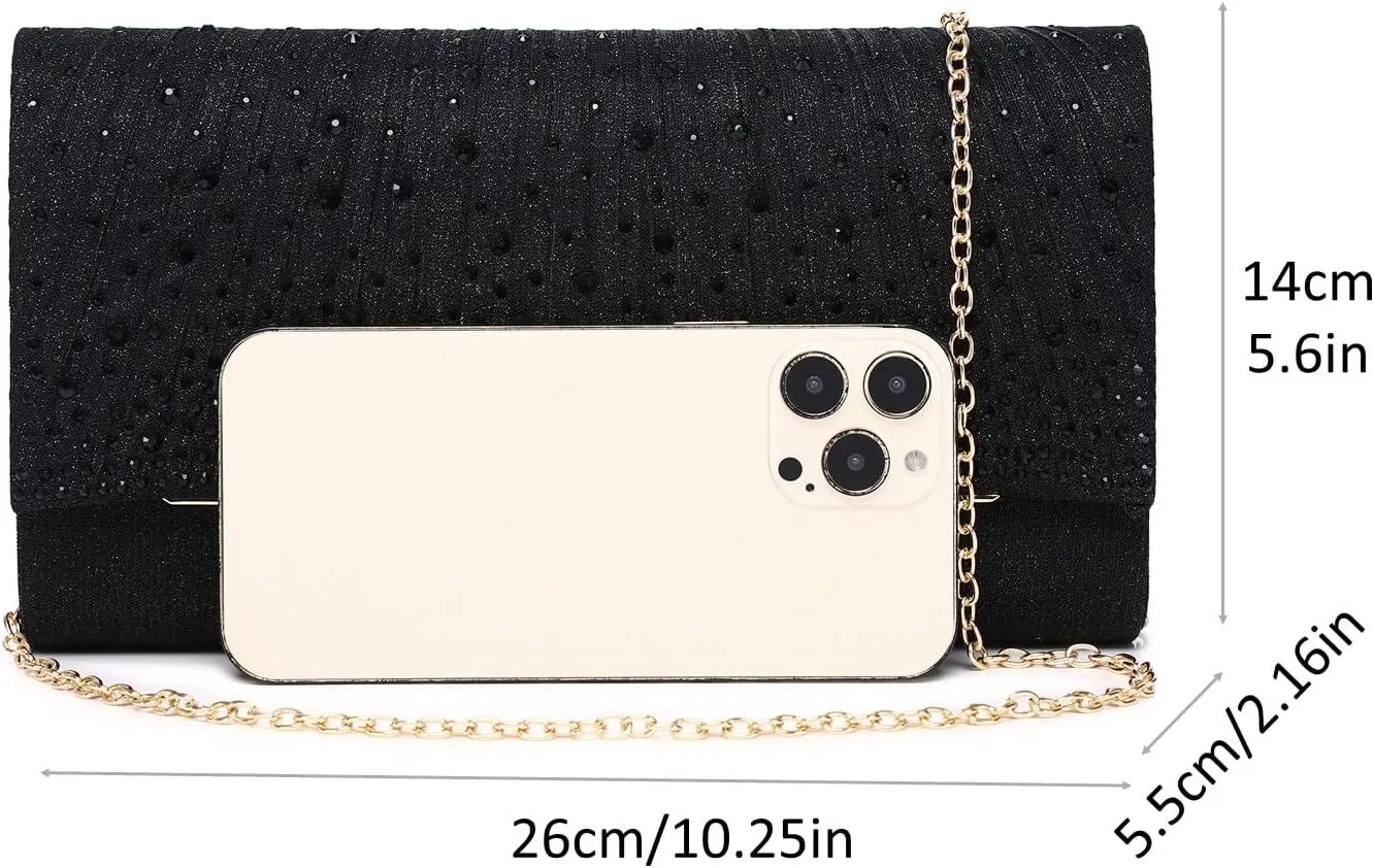 Women Evening Bags Glitter Sequins Clutch Purses for Women Shiny Envelope Handbag Formal Wedding Party Prom Purse
